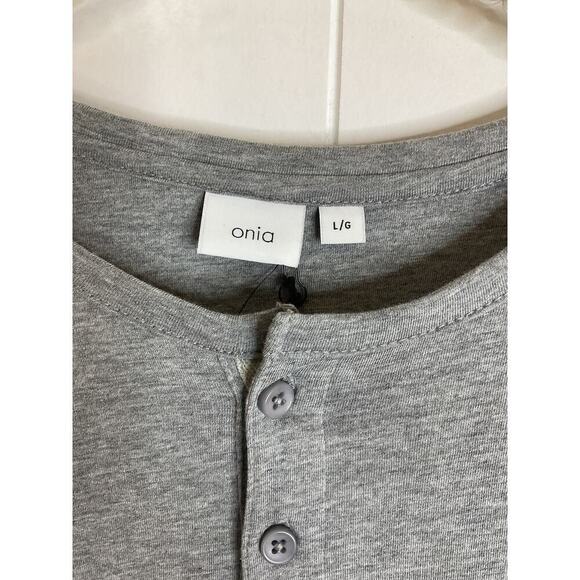 Onia Miles Long Sleeve Henley Gray Men's Shirt Size Large NWT - Picture 5 of 7